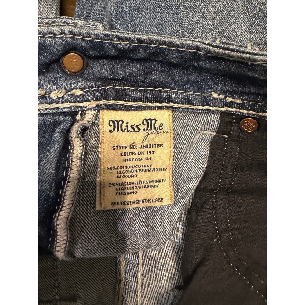 Miss Me JE8017BR Bootcut Jeans Embellished Sequin Rhinestone Blue Denim Size 28 - Picture 10 of 10